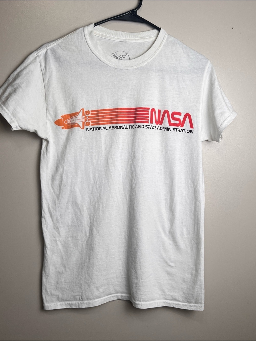 Neon Riot NASA United States T-Shirt White 100% Cotton Unisex Size S, EUC